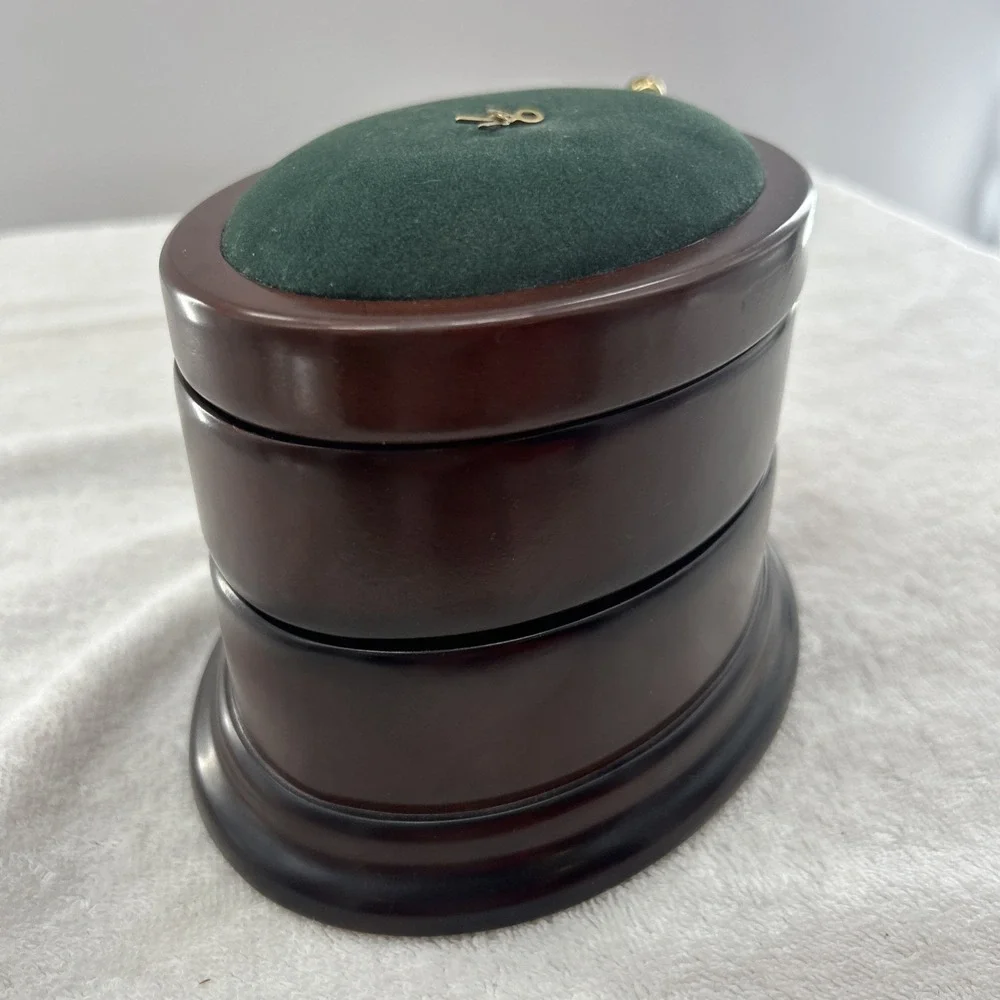 The Bombay Company Sewing Pincushion Three Tier Swivel Wooden Box Vintage